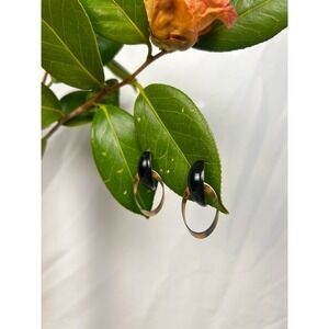 Vintage Black & Gold Hoop Drop Earrings